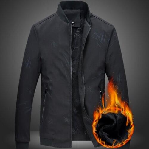 Mandarin collar thick Man business mens baseball uniform warm plus velvet jacket winter clothes 1853