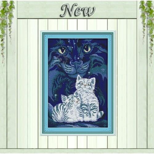 Two little white tigers lovely animal Painting Counted Print on canvas DMC 14CT 11CT Cross Stitch Needlework Kits embroidery Set