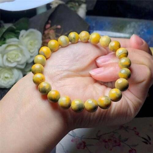 Natural Bumblebee Quartz Bead Bracelet Women Girls Fashion Stone Handmade Strength Yoga Healing Energy Jewelry Gift