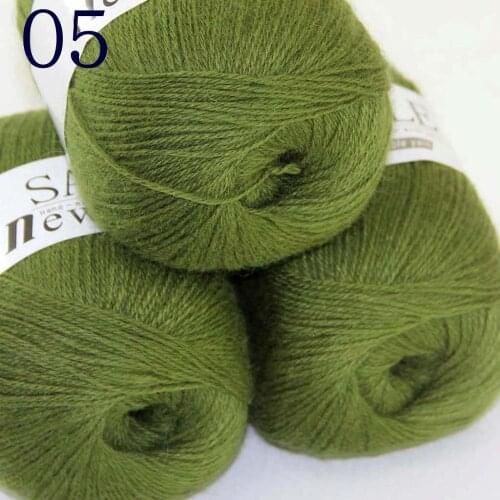 Sale Super Soft Pure 3X50gr Sable Cashmere Wrap Shawls Hand Knitting Wool Crochet yarn Olive243-05-3