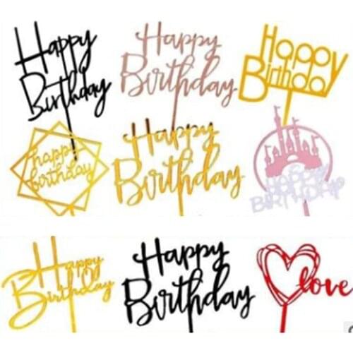 Rose Gold Happy Birthday Cake Topper Acrylic Letter Cupcake Topper For Boys Birthday Party Cup Cake Toppers Decorating Supplies