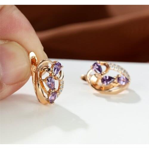 Water Drop Stone Rainbow Zircon Earrings Charm Rose Gold Color Wedding Earrings Multicolor Crystal Small Hoop Earrings For Women