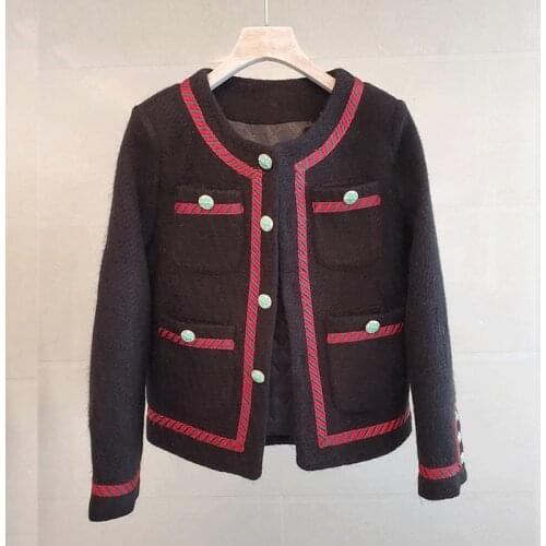 Autumn Winter Chic womens padded jackets Hot Fashion women high quality O-neck tweed coat C590