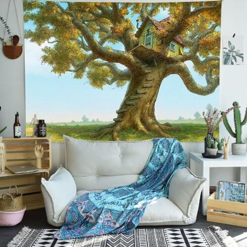 Simsant Cartoon Tree Tapestry Children Baby Shower Banner Art Wall Hanging Tapestries for Living Room Home Decor