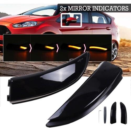 2x Flowing Turn Signal Light LED Side Wing Rearview Mirror Dynamic Indicator Blinker for Ford for Fiesta mk7 08-17 mk8 19