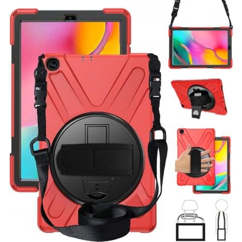 Tab A 10.1 T510 Heavy Duty Rugged Shockproof Case 360 Rotate Kickstand/Hand+Neck Strap for Samsung Tab A 10.1 SM-T510/T515 2019