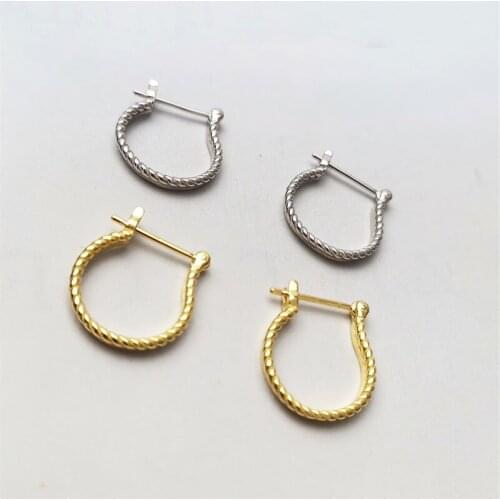 WTLTC Shiny 925 Sterling Sliver Twisted Hoop Earrings Womens Minimal Initial Earrings With Charms Simple Thin Hoops Earrings