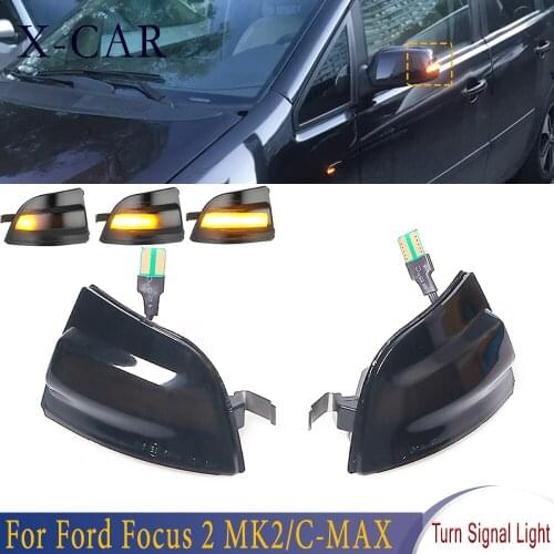 X-CAR 1 Pair LED Rear View Mirror Indicator Blinker Turn Signal Light Dynamic For Ford Focus 2 MK2 04-08/C-MAX For Ford C-MAX