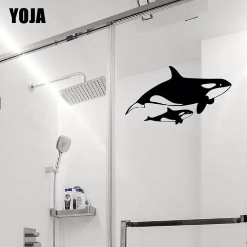 YOJA 16x27.5CM（One Group）Childrens Room Decoration Killer Whale Mother And Baby Wall Sticker Bathroom Decal G2-0474