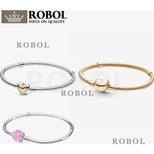 25 Original 925 Sterling Silver Jewelry 2021 Mothers Day Heart Bracelet Fit for DIY Charm Ladies Jewelry Gift Free Shipping