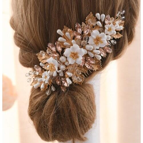 ZMHP321 Bridal Accessories for Women Wedding Hair Pieces for Women Flower Pins Brides Rhinestones Hair Clips Bridesmaid Gift