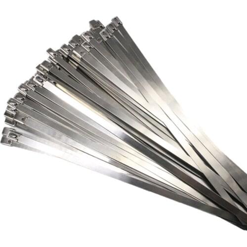 100PCS 4.6x300mm 4.6x200mm 4.6x100mm 304 Stainless Steel Metal Locking Cable Ties Zip Wrap Exhaust Heat Straps Induction Pipe