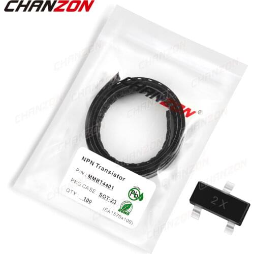 100Pcs MMBT4401 SOT-23 SMD NPN Transistor Bipolar Junction BJT Triode Tube Fets 600mA 40V Mark 2X DIY Integrated Circuits