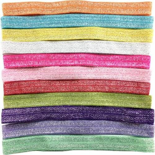 200pcs 5/8 Glitter Elastic Headband,FOE Headbands,Metallic Elastic Headband DIY Hair Accessories 21 Colors U Pick