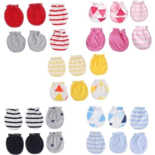 3Pairs Fashion Baby Anti Scratching Gloves Newborn Gloves Protection Face Cotton Baby Mittens Glove Baby Infant Soft Scratch