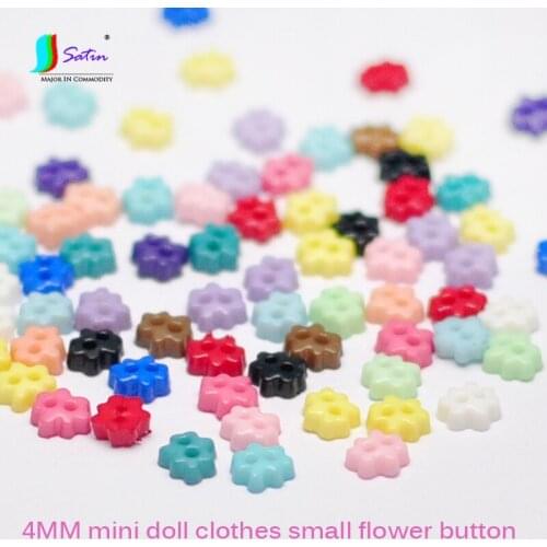 4MM Pink Blue Cute Mini Super Small Doll Clothes Flower Buckle, DIY Handmade Accessories, Soldiers Decorative Buttons A0254F
