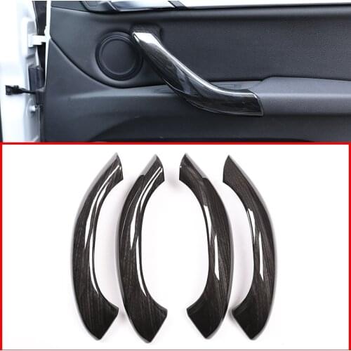 4pcs Black Wood GrainFor BMW X1 f48 2016-2019 Car ABS Plastic Interior Door Handle Trim For BMW X2 F47 2018 2019