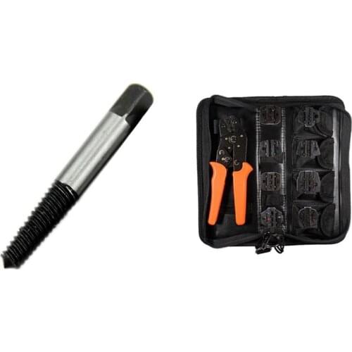 5Pcs Damaged Screw Extractor Out Remover Set Bolt Stud Tool Kit 3Mm- 18Mm & 1 Set Crimping Tool Set SN-48B 8-Jaw Kit