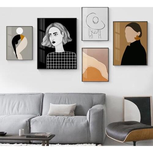 Abstract Woman Back Line Poster Fashion Modern Canvas Painting Print Nordic Wall Art Pictures for Living Room Bedroom Home Decor