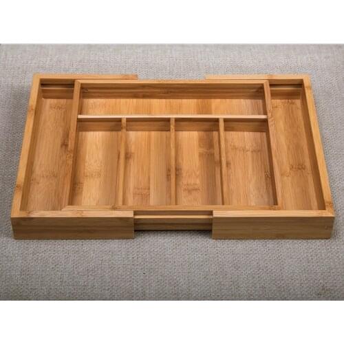 Bamboo Adjustable Storage Box for Sundries Eco Wood Office Organizer Multi-Use Home Decor Drawer Kitchen Utensil Holders