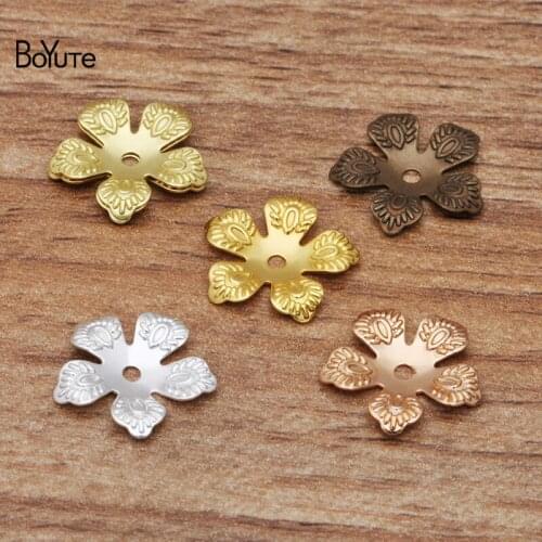 BoYuTe (200 Pieces/Lot) 13MM Metal Brass Stamping Flower Bead Caps Diy Hand Made Jewelry Findings Wholesale