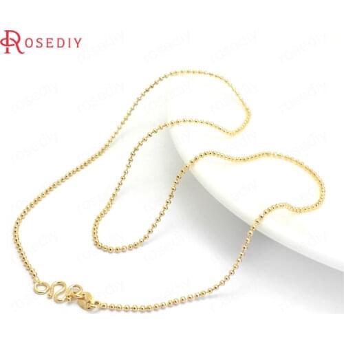 37908)2PCS 45CM 24K Gold Color Copper with M Shape Clasps Finished Necklace Chains Jewelry Making Supplies Diy Accessories