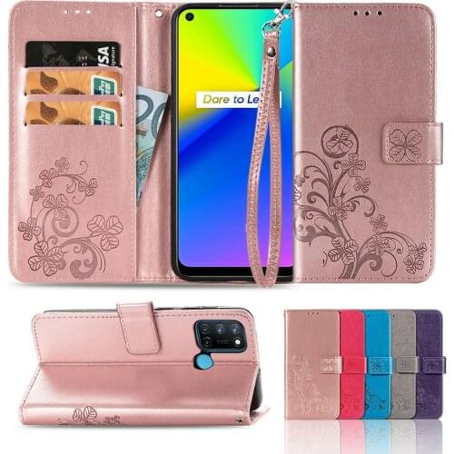 Floral Magnetic Flip Wallet Cover For OPPO A15 A72 A73 5G Realme 7i 7 Pro 6i 6 5 C11 C12 C15 C17 Reno 5 4 Kickstand Wrist Strap
