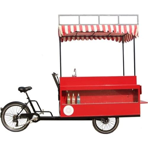 Red Color Electric Cargo Bike Adult Tricycle Street Vending Bicycle Outdoor Beverage Drink Coffee Food Cart for Sale Customize
