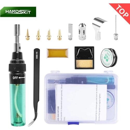 Handskit Gas Soldering Iron kit MT-100 With Soldering Wire Rosin Soldering Stand Tweezers Blow Torch Soldering Welding Tools