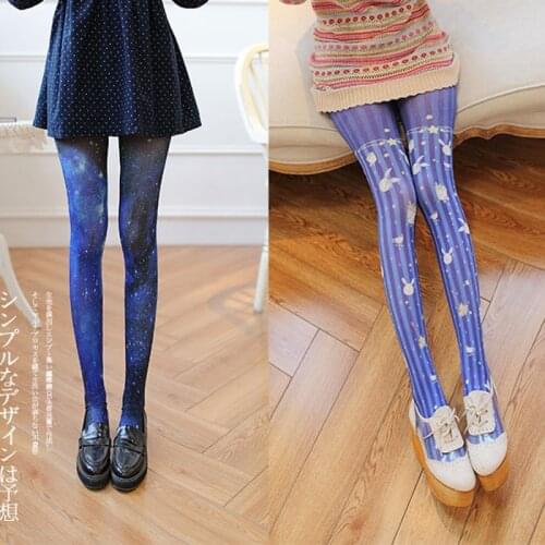 The Japanese Lolita blue vast starry figure pantyhose soft sisters Lo Niang Yang dress velvet stockings