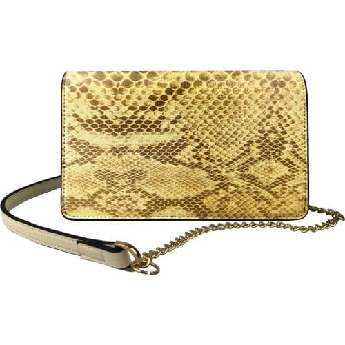 HYCOOL Serpentine Printed Chain Durable Retro Crossbody Evening Bags Luxury Casual Women Shoulder Bags Yellow Wallet Tote Bag