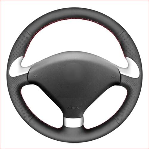 Black PU Artificial Leather Car Steering Wheel Cover for Peugeot 307 CC 2004-2009 307 SW 2004-2009 407 407 SW 2004-2009 Parts