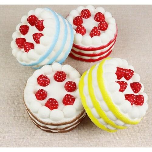 Simulation Strawberry Birthday Cake Artificial Foods Squishy PU Slow Rising Fun Squeeze Healing Toy Artificial Decorations