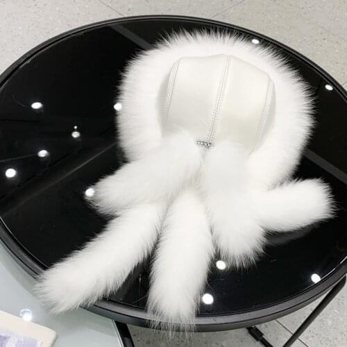 Fashionable New Ladies Fur Hat Natural Fox Fur Russian Hat Thick Winter Warm Hat Multi-Tailed Hat New Arrival
