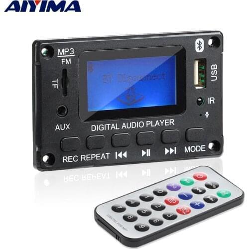 AIYIMA BT MP3 Decoder Audio Board DAC USB Player WMA WAV FLAC APE Lossless Decoding With LCD Lyrics Display Recording TF FM 12V