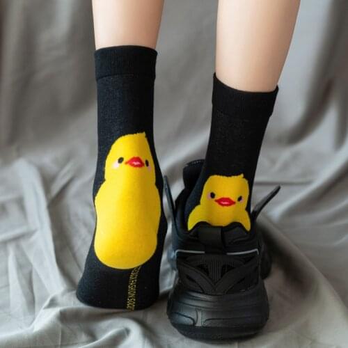 Cartoon socks animal print duck cute calcetines harajuku kawaii women skarpetki kobieta skarpety mujer meias calcetas funny sock