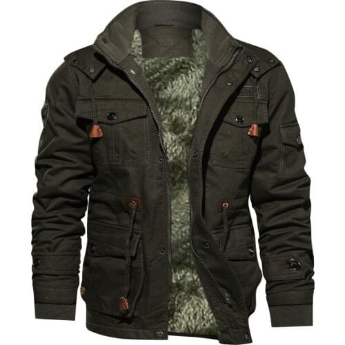 JAYCOSIN Man Coat Mens Winter Cashmere Thickened Pocket Mens park Cotton Coat Outwear Breathable Coat L501010