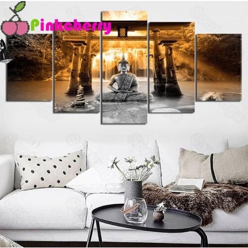 Full Square round Drill Diamond Painting Buddha Statue Shimen 5PCS Diamond Embroidery Multi-Picture Cross Stitch 5D k334
