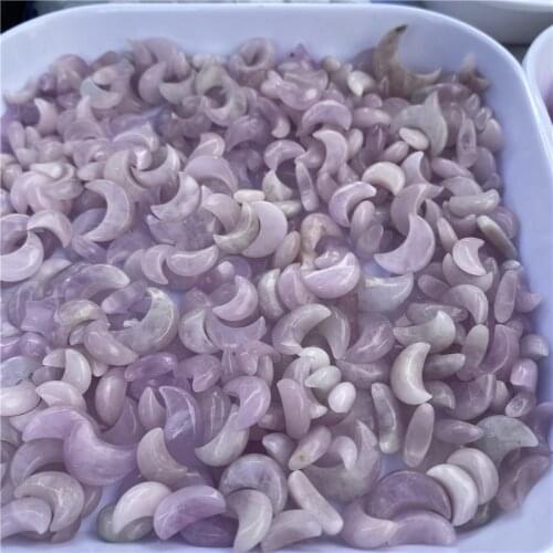 Natural Kunzite Moon Purple lithium fai Crystal Carved Figurine Gift Fashion Jewelry For Women