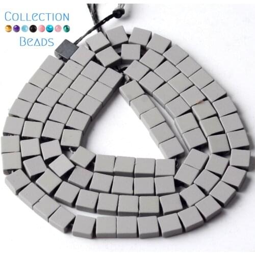 Natural Stone Gray Hematite Square Shape Rubber Beads For Jewelry Making Spacer Loose Beads Diy Bracelets 4x4mm 15"