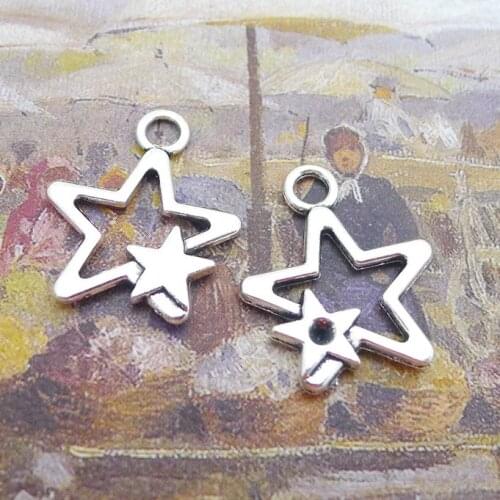 Newest 20Pieces 18*21mm Mixed Alloy Antique Silver Color Little Stars Charms Earrings Pendant Accessory For DIY Jewelry Making