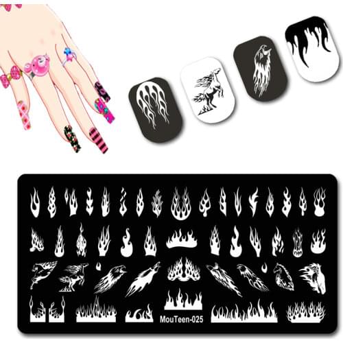 2121 New Moltres Nail Stamping Plates Flame Sting-Out Plate Flaring The Fire Eagle For Nails Art Template #025