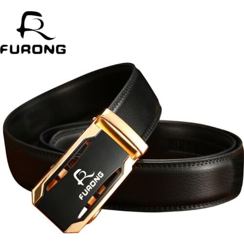 Solid Men Business Automatic Belts Original Design Real Cow Leather Luxury Black Belts Male 4 Color Genuine Split Leather Belt