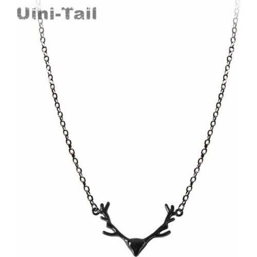 Uini-Tail hot new 925 sterling silver dark forest personality black elk branch antler necklace creative design gift female ED060