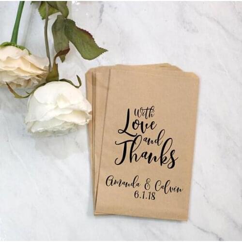 Custom Love & Chocolate Wedding popcorn candy Buffet treat bags BIRTHDAY Bridal baby Shower Bakery Cookie Favors pouches