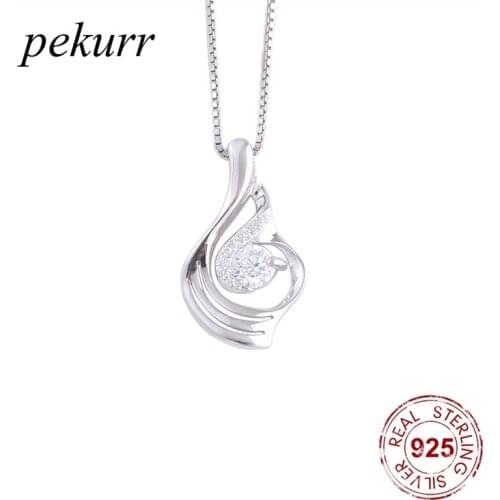 Pekurr 925 Sterling Silver Crystal Wavy Arc Shell Necklace For Women Zircon Gems Pendants Chain Fashion Jewelry Gifts