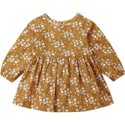 Toddler Newborn Baby Girl Floral Dress Long Sleeve Vintage Tutu Dresses For Girl Flower Costumes Autumn Spring Clothes