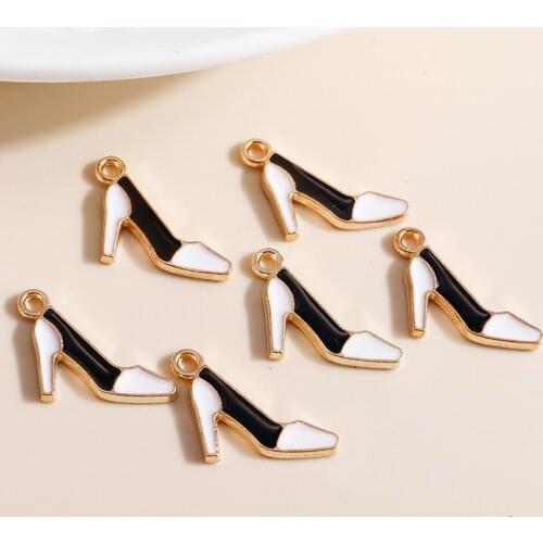 10pcs 15*13mm Elegant Enamel High Heels Charms for Jewelry Making Sandals Charms DIY Pendants Earrings Necklaces Accessories