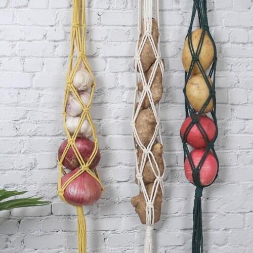 Macrame Hanging Fruit Basket Potato Storage Fruit Storage Onion Kitchen Organizer Wall Hanging Food Storage Containers