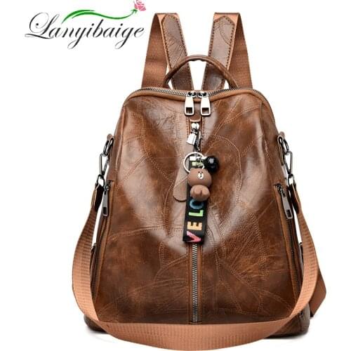 Casual Large Capacity Backpacks High Quality Soft Leather Bookbags Branded Designer Backpacks For School Teenagers Girls